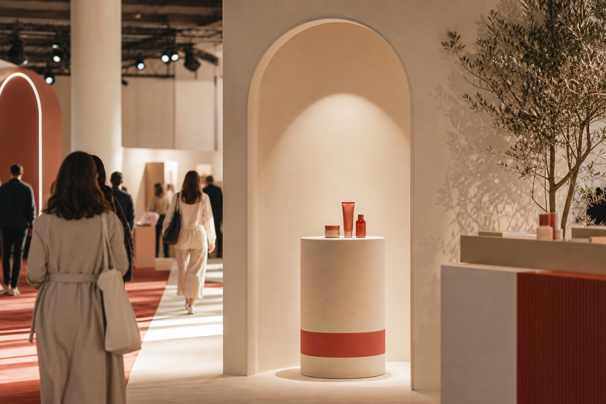 Sleek branded pop-up activation booth with a spotlit product display